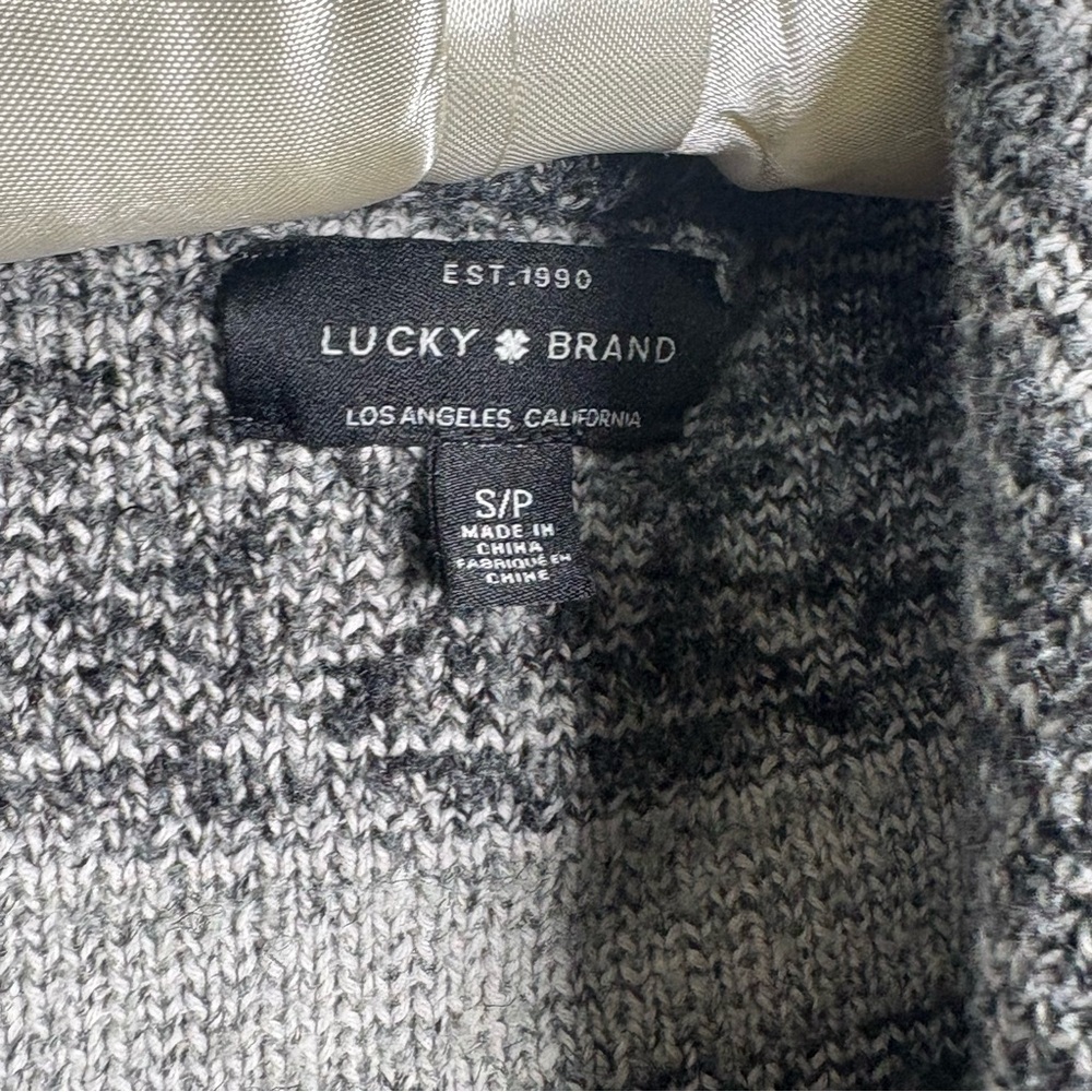 Lucky Brand Tribal Aztec Open Cardigan Gray Long Knit Boho Small - Picture 2 of 9
